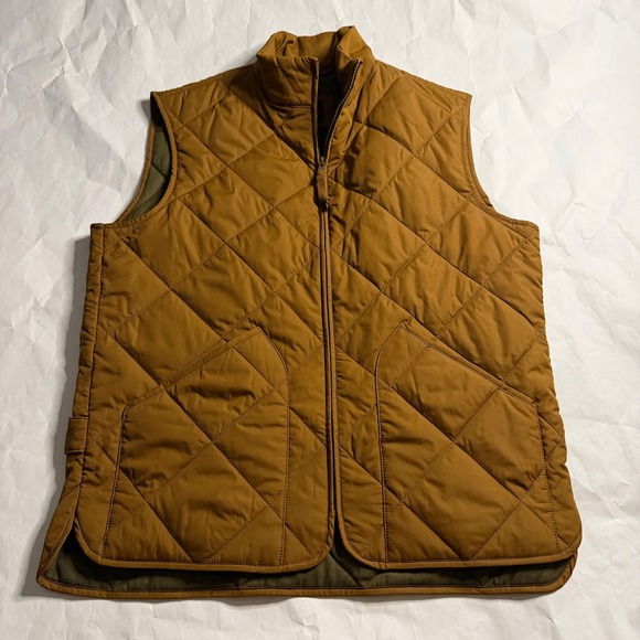 J.Crew Other - J Crew Mens Quilted Barn Chore Vest Brown Full Zip Outerwear Pockets Size M